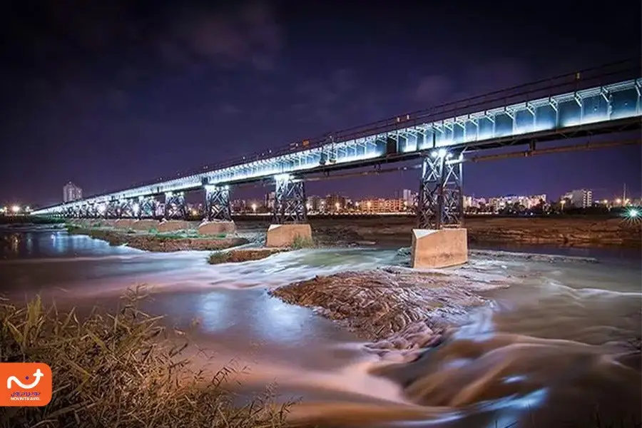 تصویر پل سیاه اهواز در شب